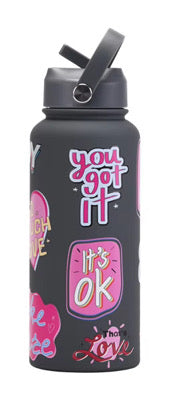 BIG KIDS GIRLS 1 L "YOU GOT IT" STAINLESS STEEL WATER BOTTLE.