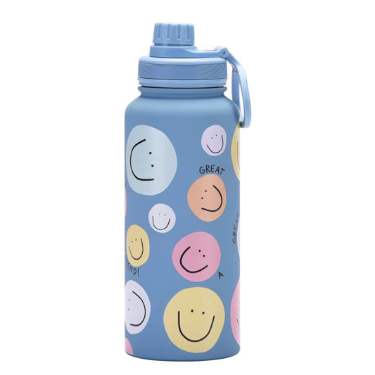 BIG KIDS 1 L "HAPPY" STAINLESS STEEL WATER BOTTLE.