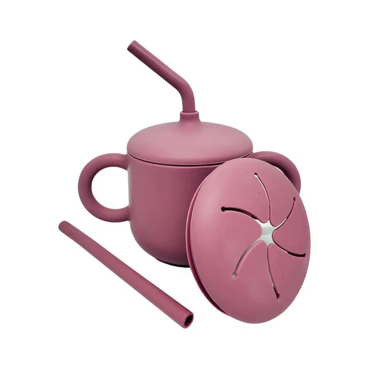 BPA FREE SILICONE CUP WITH STRAW