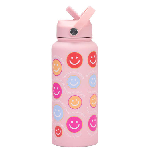 BIG KIDS GIRLS 1 L "SMILES" STAINLESS STEEL WATER BOTTLE.