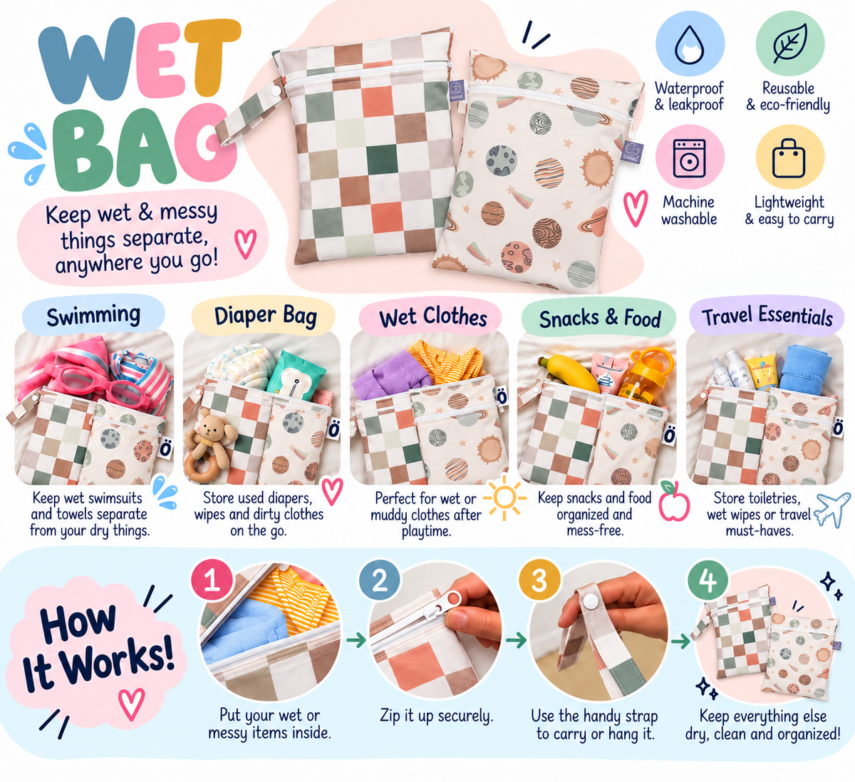 2 PIECES WET BAG ASTROLOGY 18*25CM