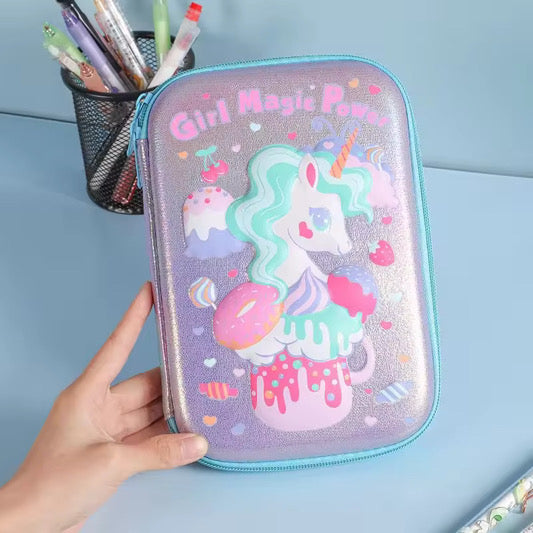 3D UNICORN THEMED 3 TIER PENCIL CASE
