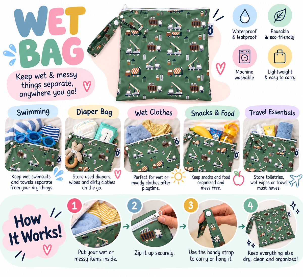 CONSTRUCTION 2 POCKETS WET BAG 30*40 CM