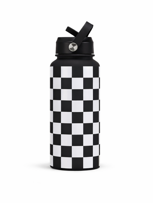 1 L CHECKERS STAINLESS BOTTLE