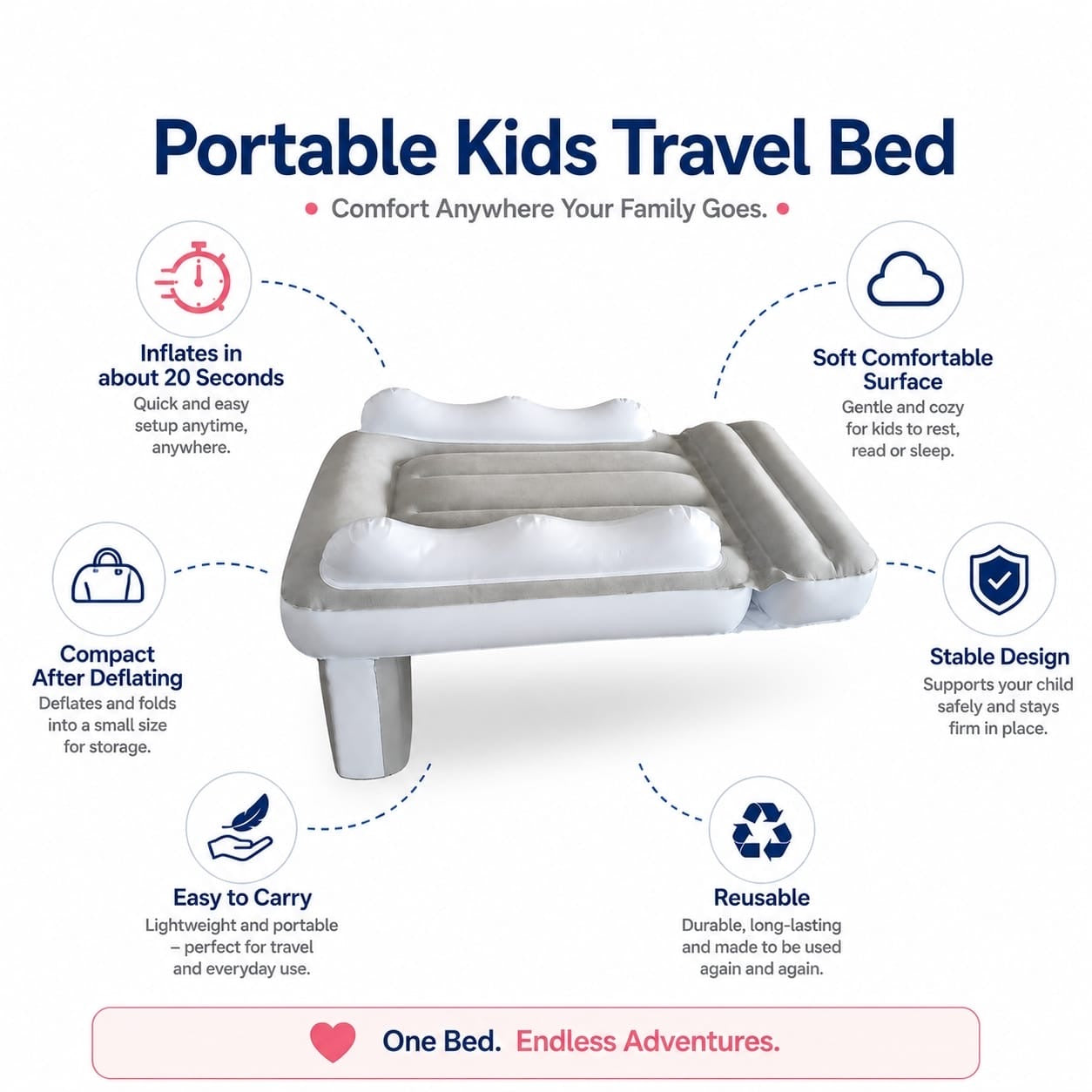 Inflatable Travel Bed for Kids