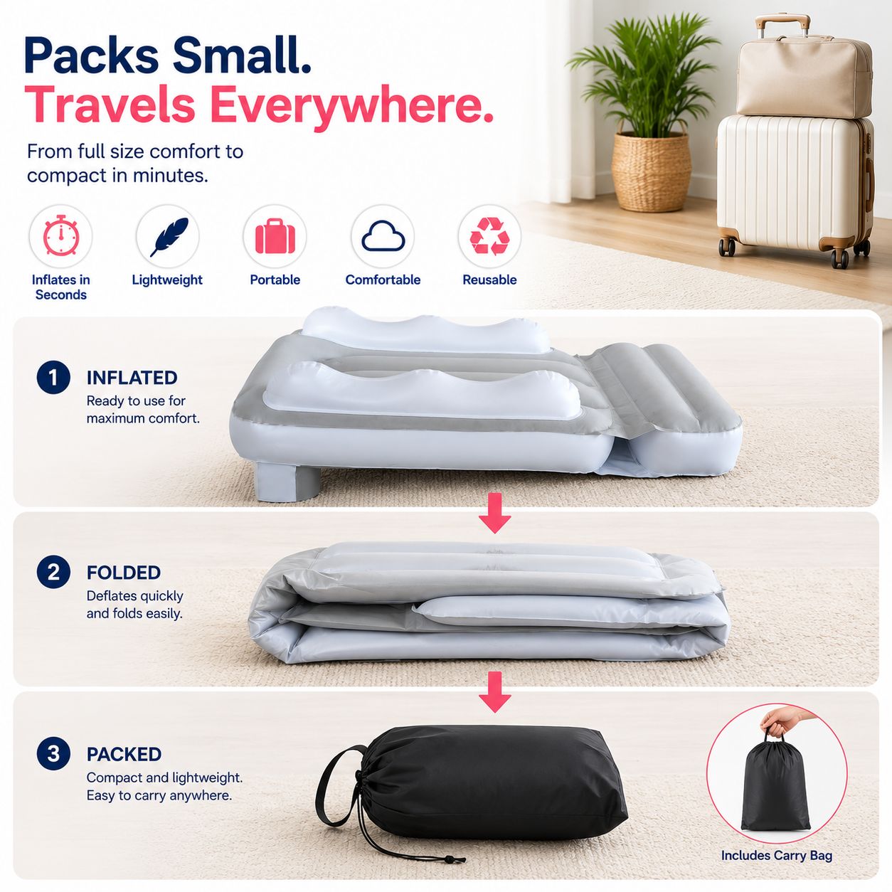 Inflatable Travel Bed for Kids