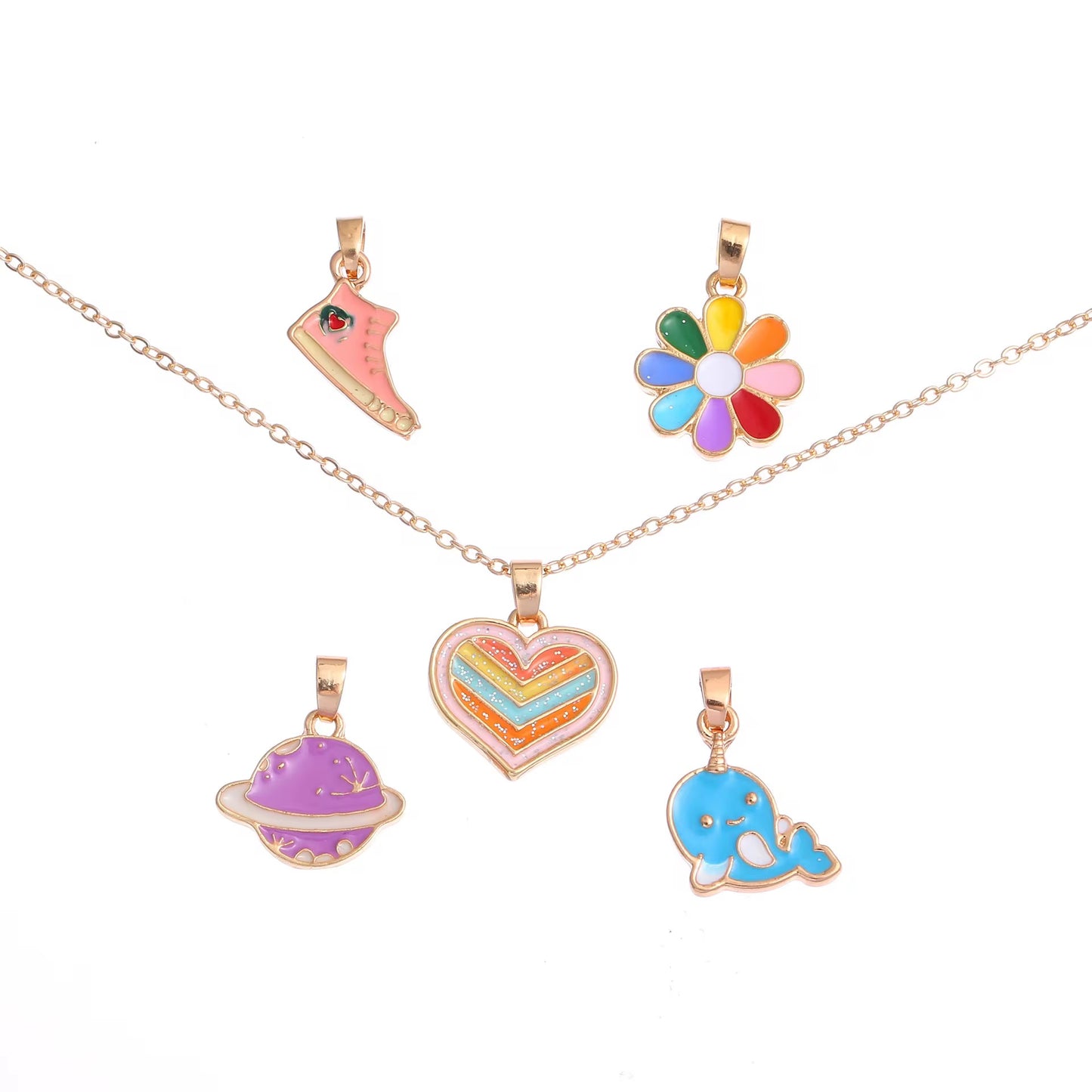 RETRO NECKLACE WITH EXTRA CHARMS