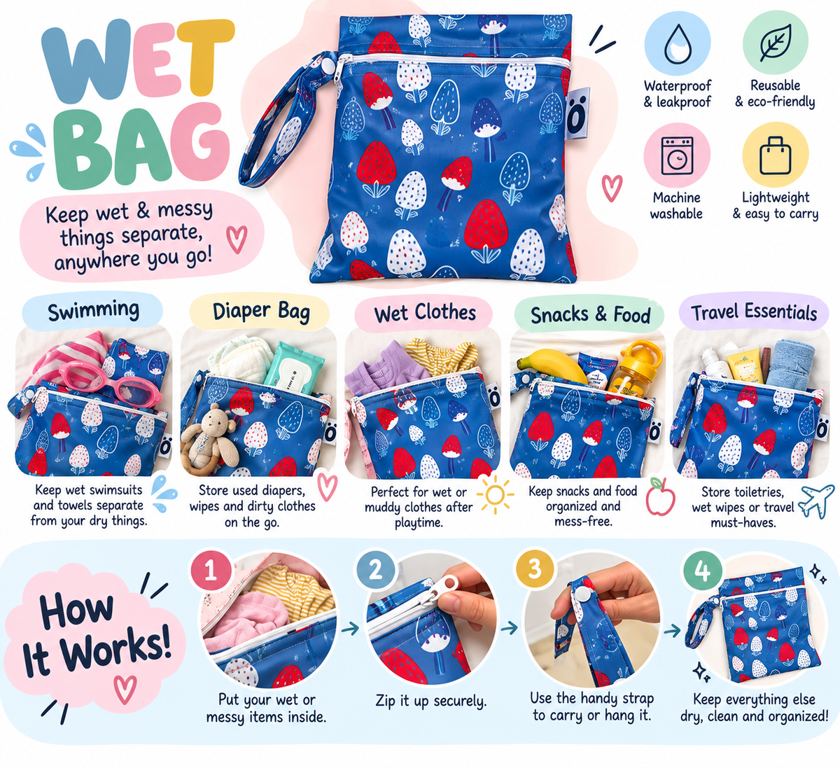 STRAWBERRY WET BAG 18*25CM