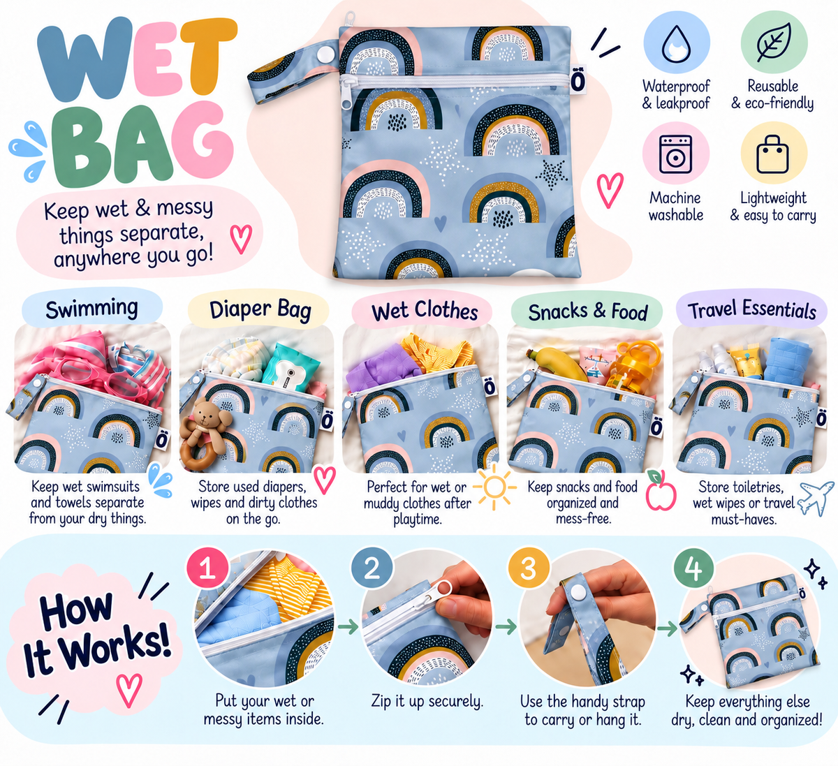 BLUE RAINBOW WET BAG 18*25CM